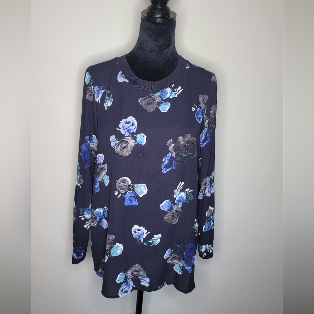 Thakoon Dark Blue Floral Tunic Blouse